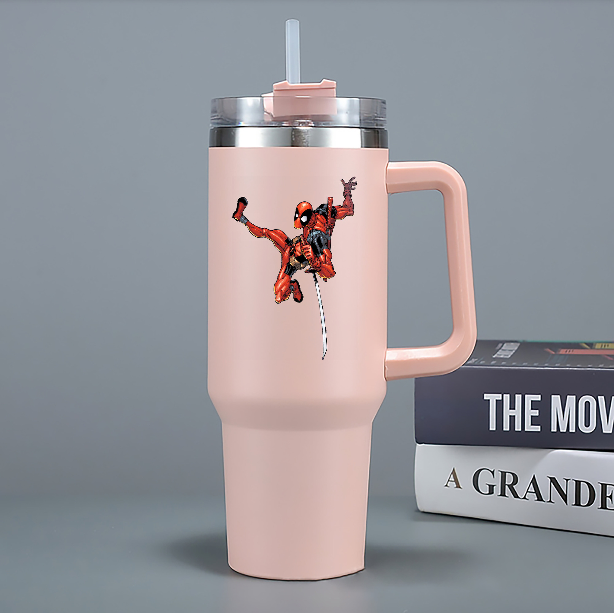 （画像用） Deadpool デッドプール 1200mL車用タンブラー - クリスタルステッカー（プラスチックストロー付き）